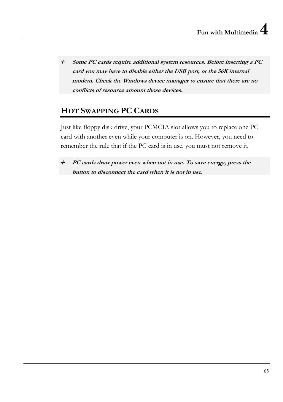 Hot swapping pc cards | Everex LW7WE User Manual | Page 65 / 122