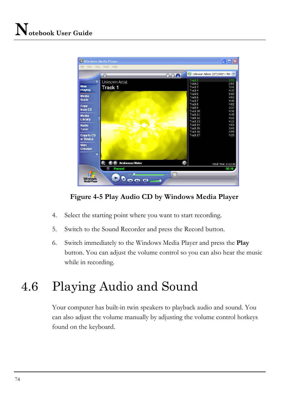 6 playing audio and sound | Everex LW7WE User Manual | Page 74 / 122