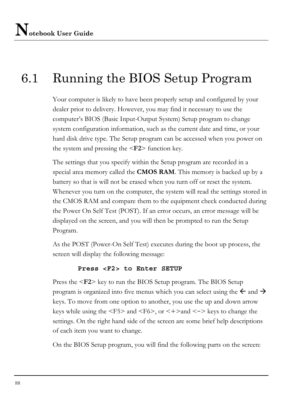 1 running the bios setup program | Everex LW7WE User Manual | Page 88 / 122