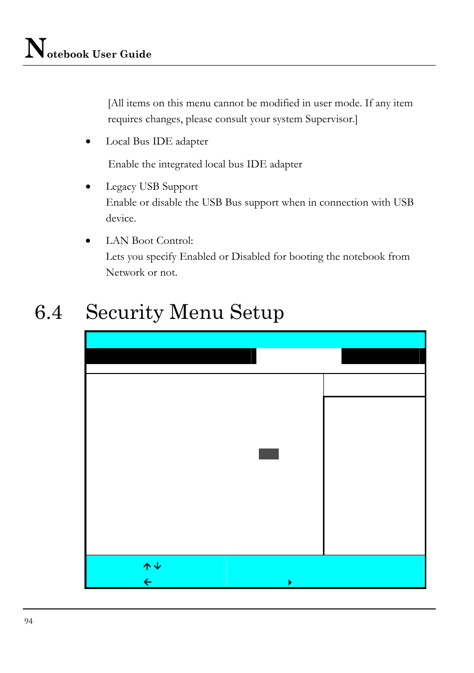 4 security menu setup | Everex LW7WE User Manual | Page 94 / 122