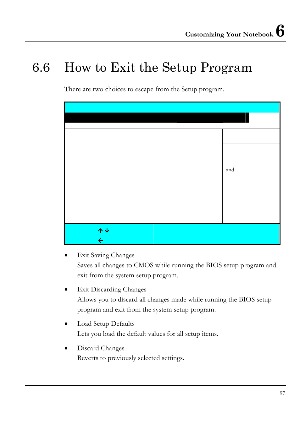 6 how to exit the setup program | Everex LW7WE User Manual | Page 97 / 122