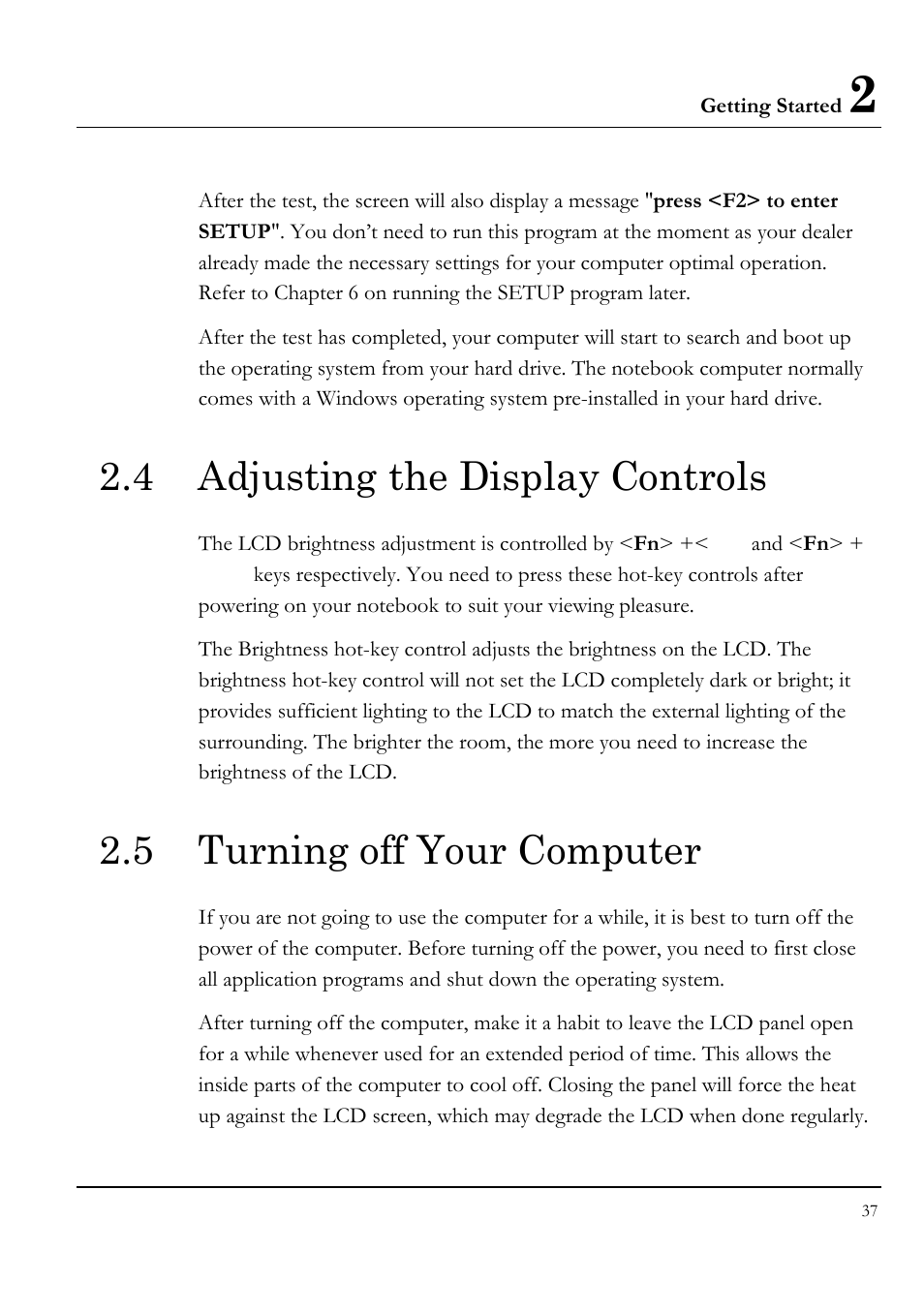 4 adjusting the display controls, 5 turning off your computer | Everex STEPNOTE VA4200M User Manual | Page 37 / 138