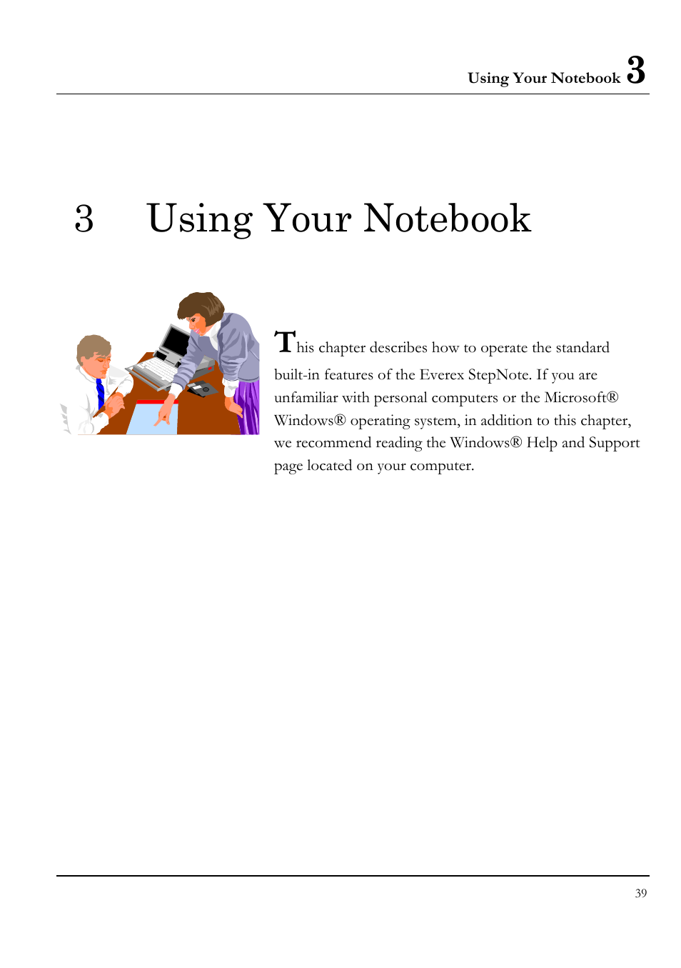3 using your notebook | Everex STEPNOTE VA4200M User Manual | Page 39 / 138