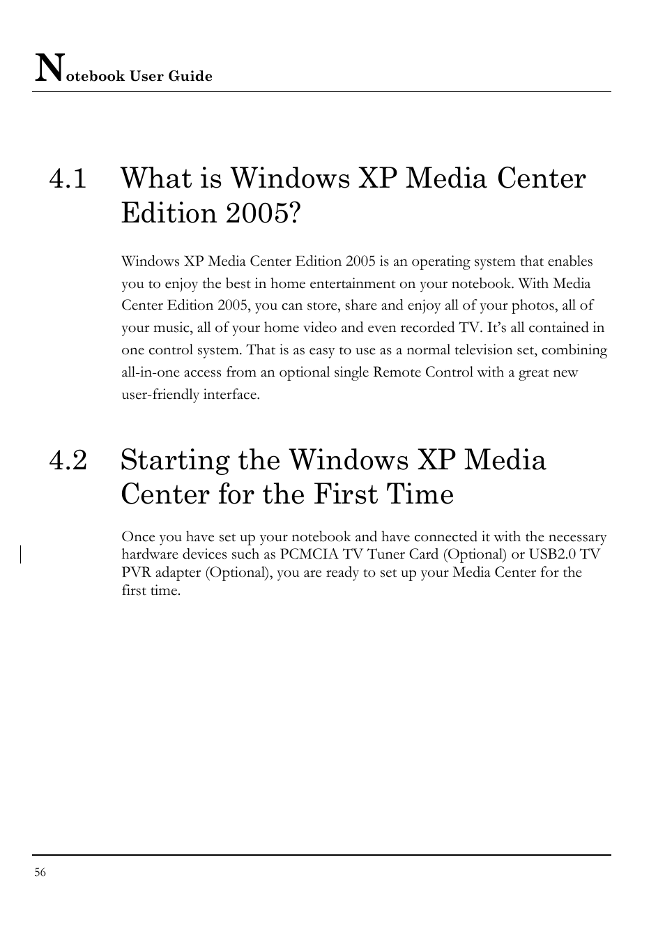 1 what is windows xp media center edition 2005 | Everex STEPNOTE VA4200M User Manual | Page 56 / 138