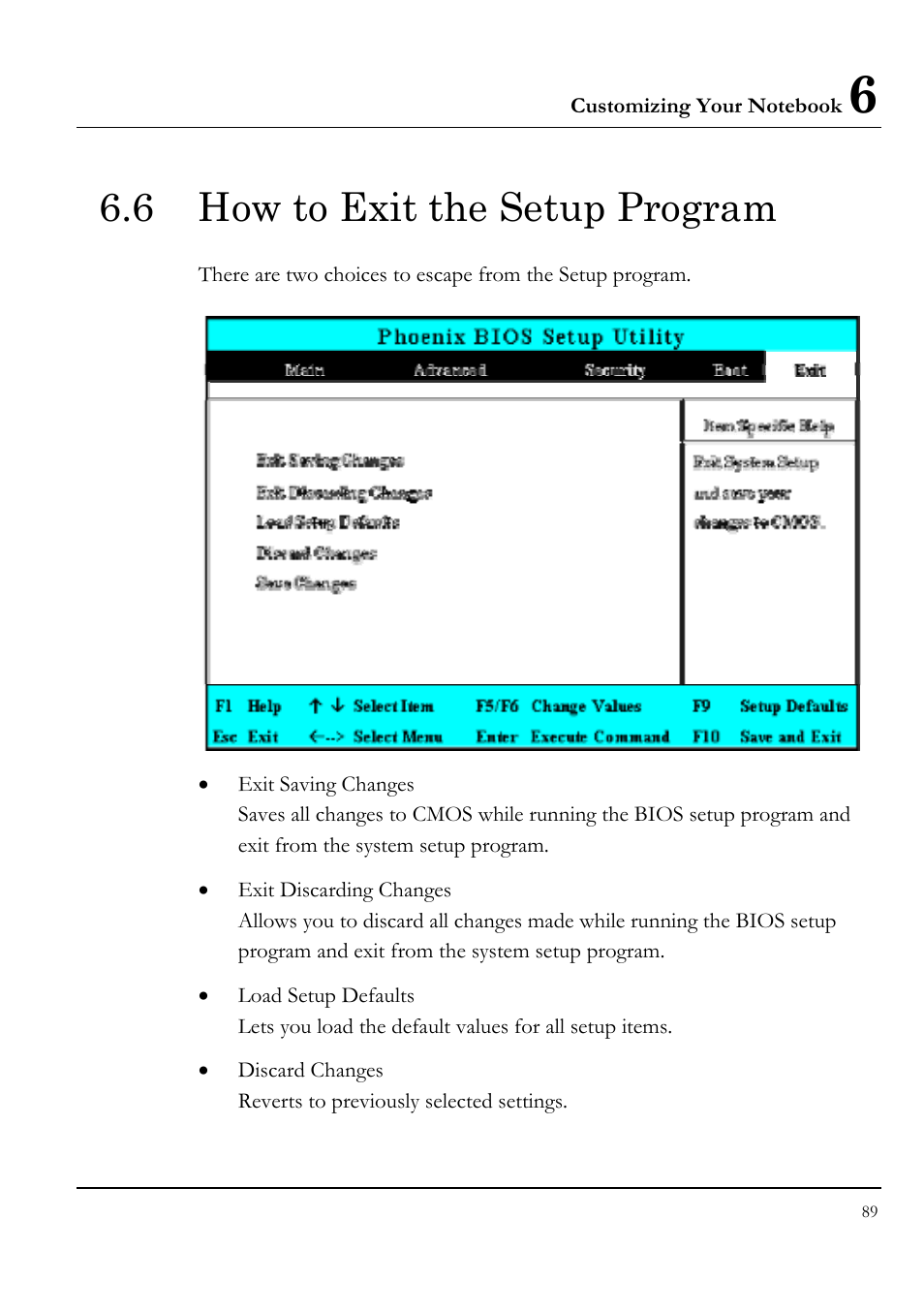 6 how to exit the setup program | Everex STEPNOTE VA4200M User Manual | Page 89 / 138