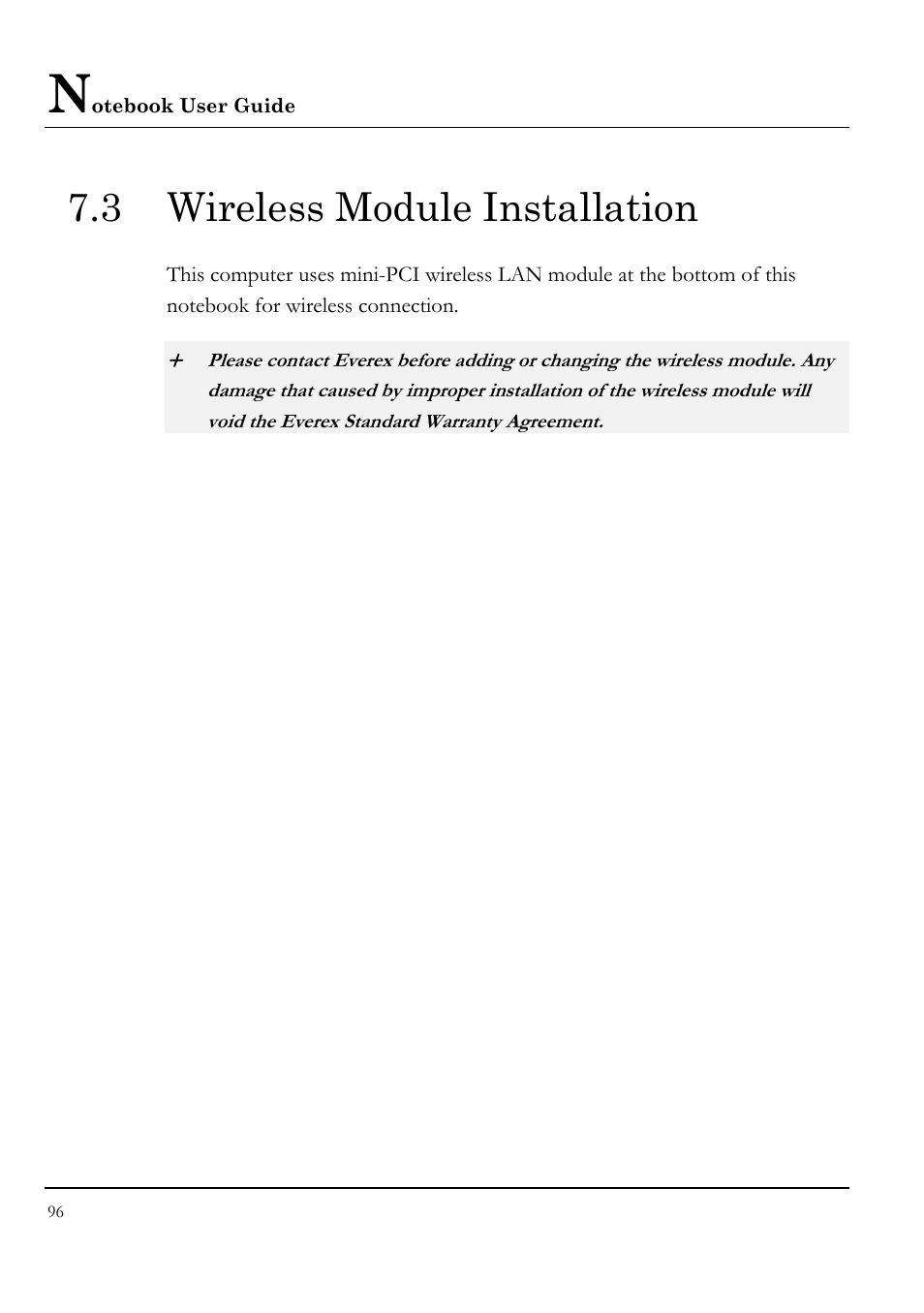 3 wireless module installation | Everex STEPNOTE VA4200M User Manual | Page 96 / 138