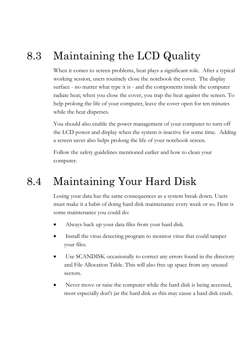 3 maintaining the lcd quality, 4 maintaining your hard disk | Everex Stepnote NC User Manual | Page 109 / 140