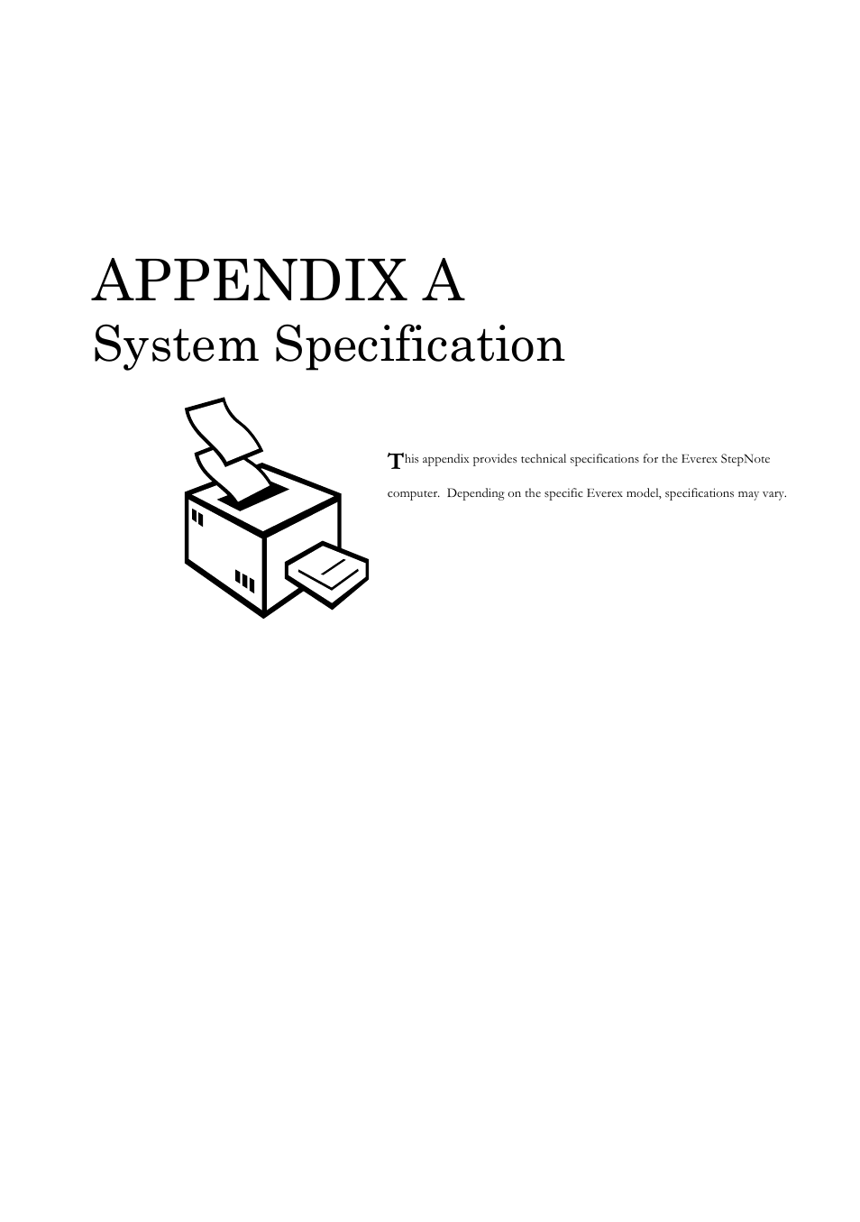 Appendix a, System specification | Everex Stepnote NC User Manual | Page 113 / 140