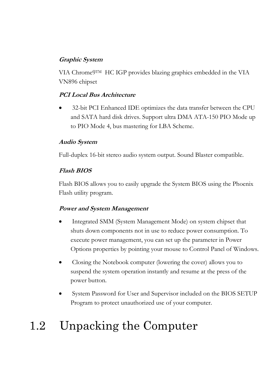 2 unpacking the computer | Everex Stepnote NC User Manual | Page 17 / 140