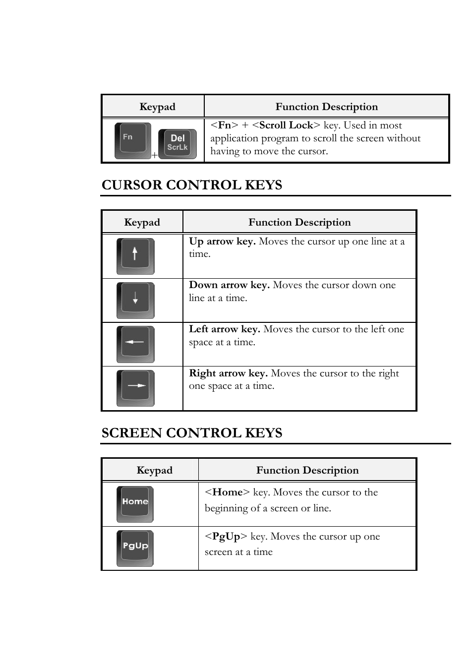 Cursor control keys, Screen control keys | Everex Stepnote NC User Manual | Page 44 / 140