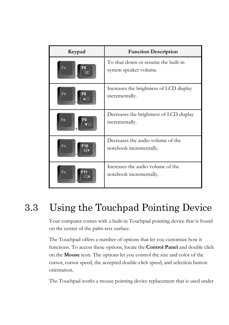 3 using the touchpad pointing device | Everex Stepnote NC User Manual | Page 46 / 140