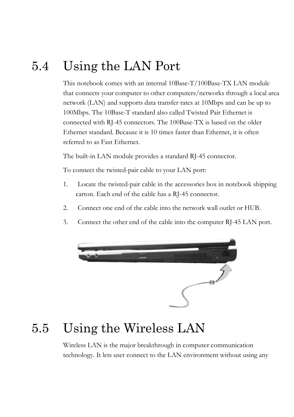 4 using the lan port, 5 using the wireless lan | Everex Stepnote NC User Manual | Page 81 / 140