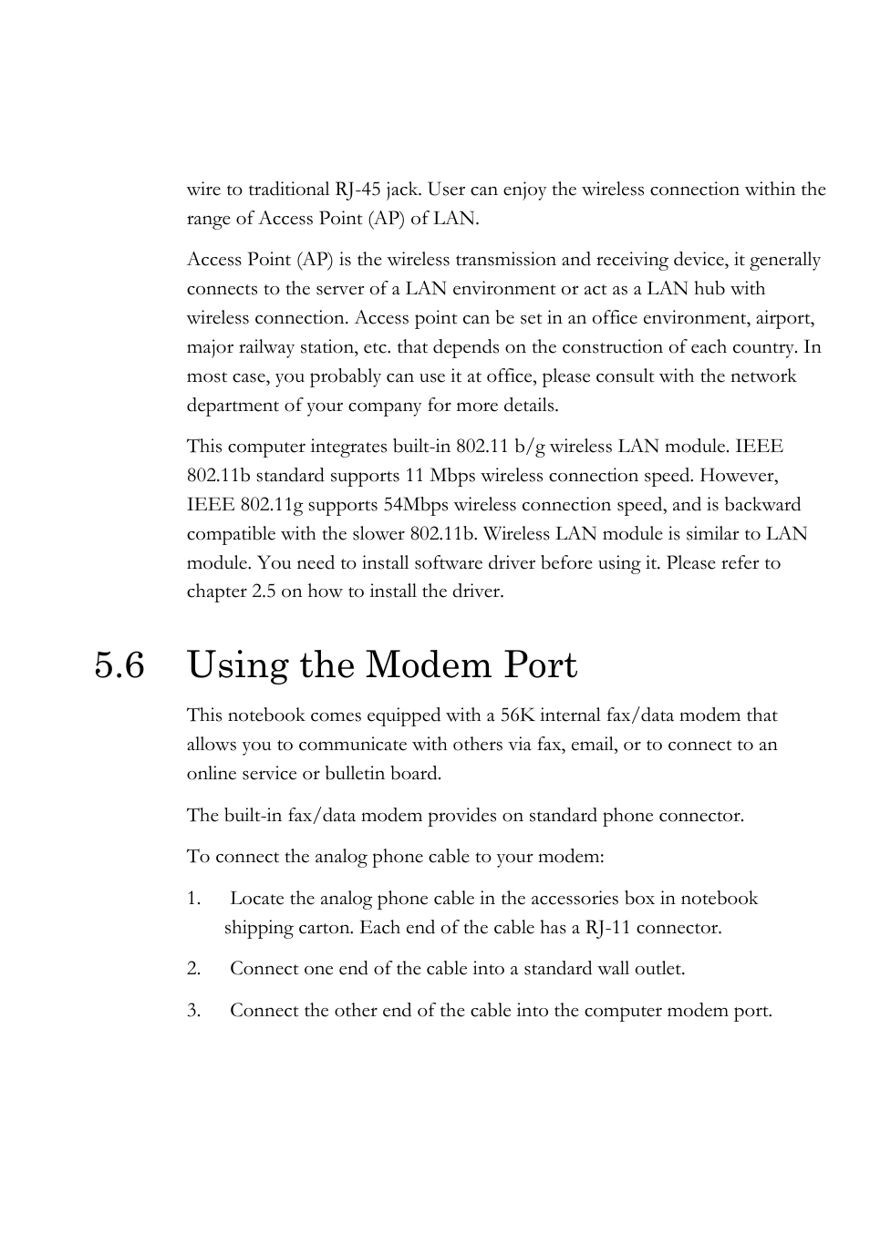 6 using the modem port | Everex Stepnote NC User Manual | Page 82 / 140