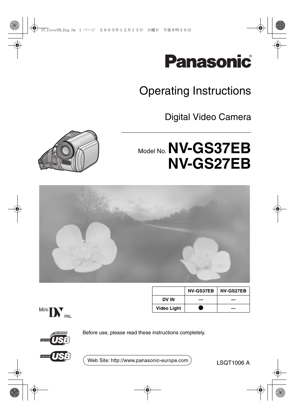 Panasonic NV-GS27EB User Manual | 52 pages