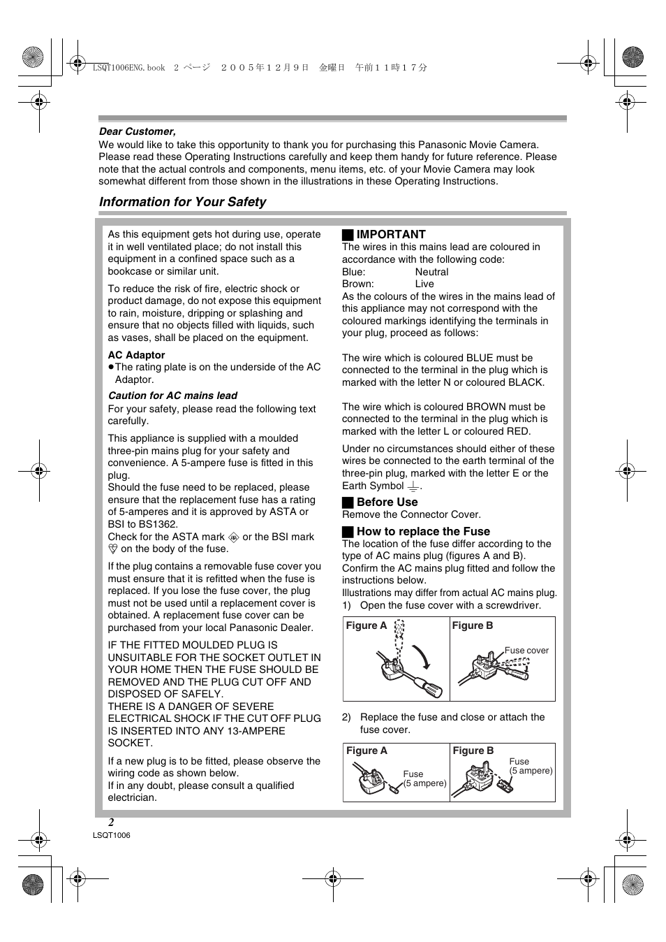 Information for your safety | Panasonic NV-GS27EB User Manual | Page 2 / 52