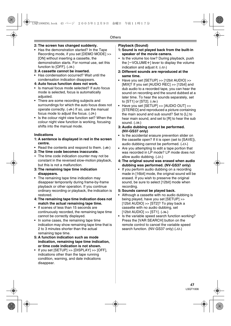 Panasonic NV-GS27EB User Manual | Page 43 / 52
