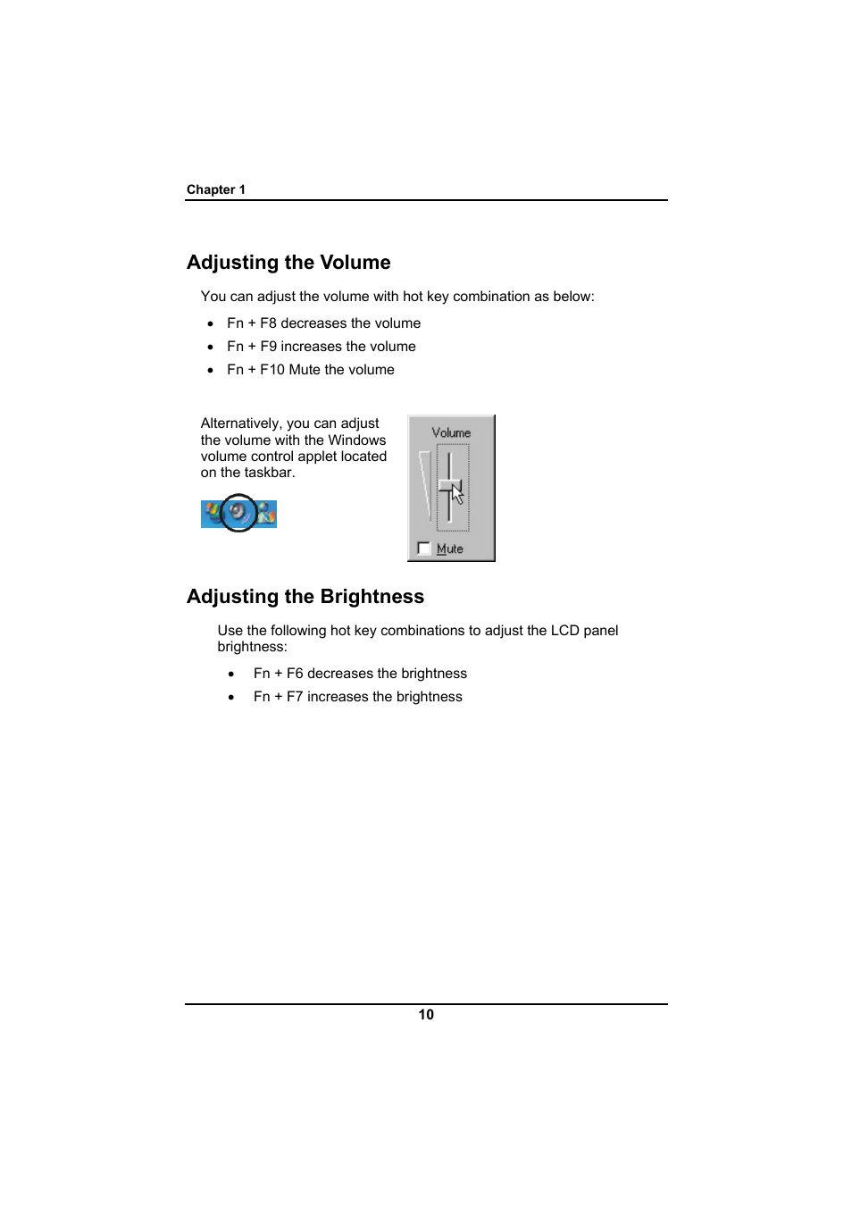 Adjusting the volume, Adjusting the brightness | Everex SA Series User Manual | Page 14 / 71