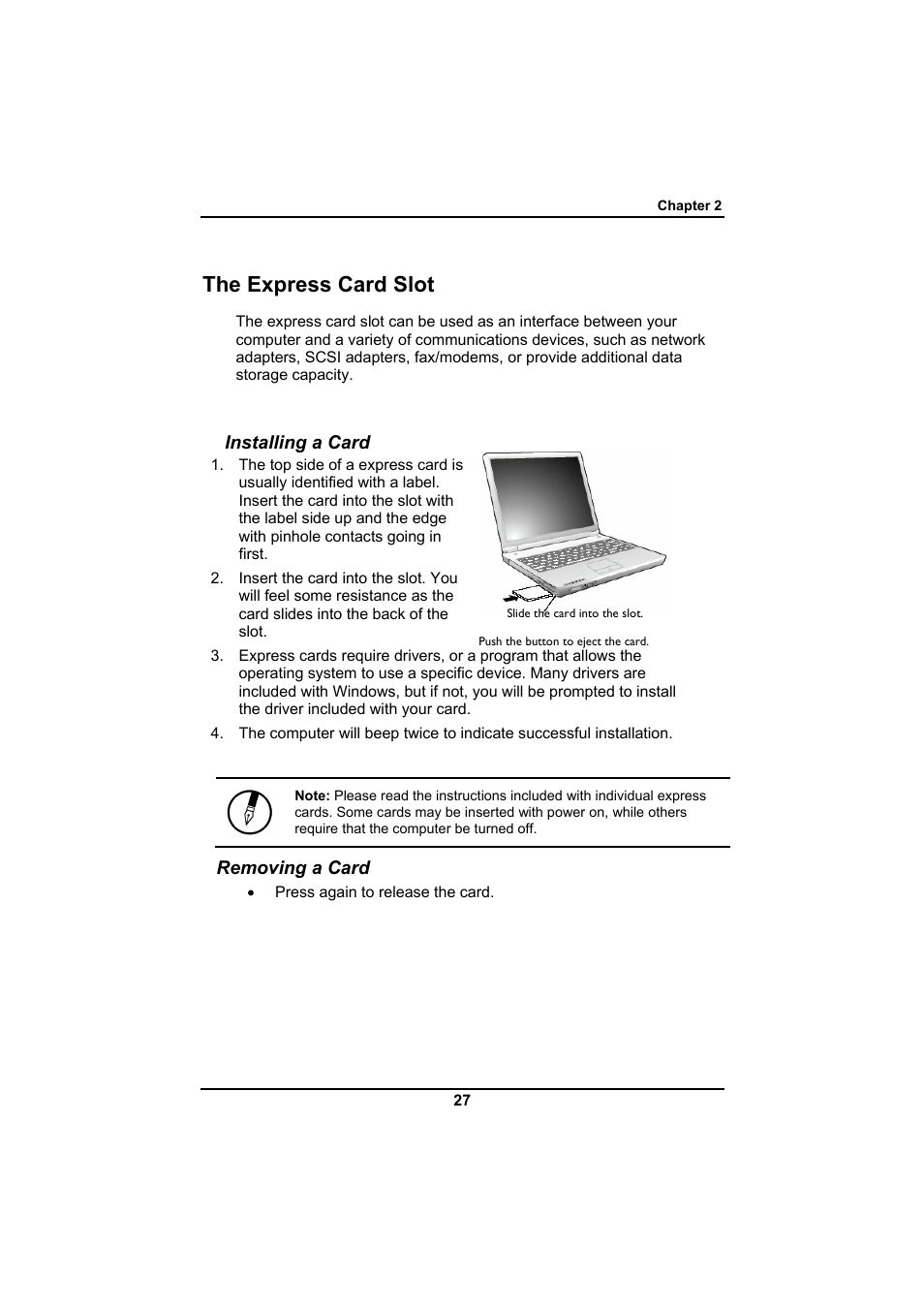 The express card slot | Everex SA Series User Manual | Page 31 / 71