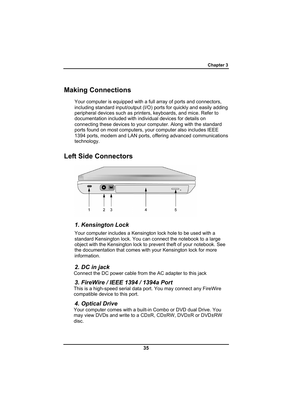 Making connections, Left side connectors | Everex SA Series User Manual | Page 39 / 71