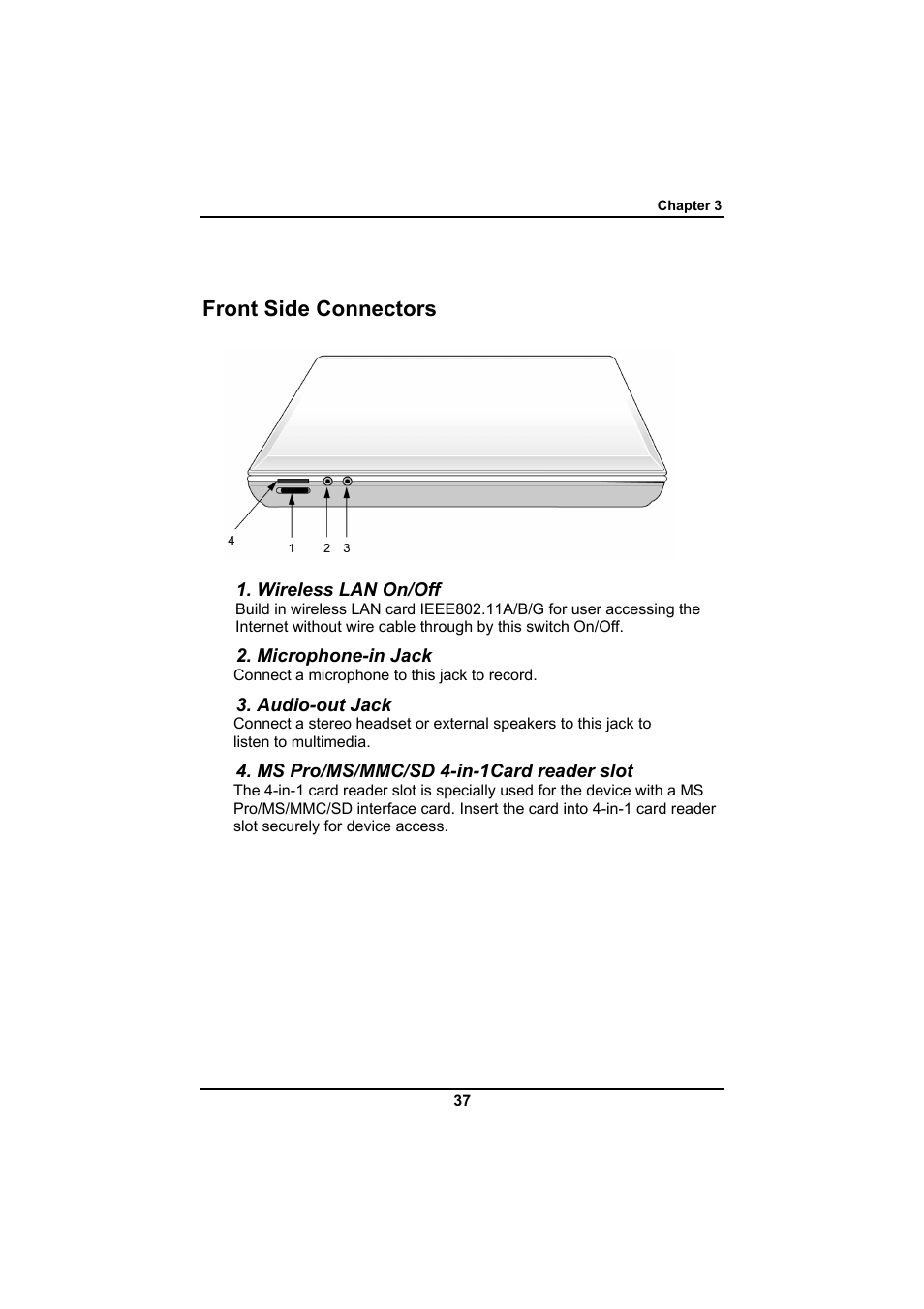 Front side connectors | Everex SA Series User Manual | Page 41 / 71