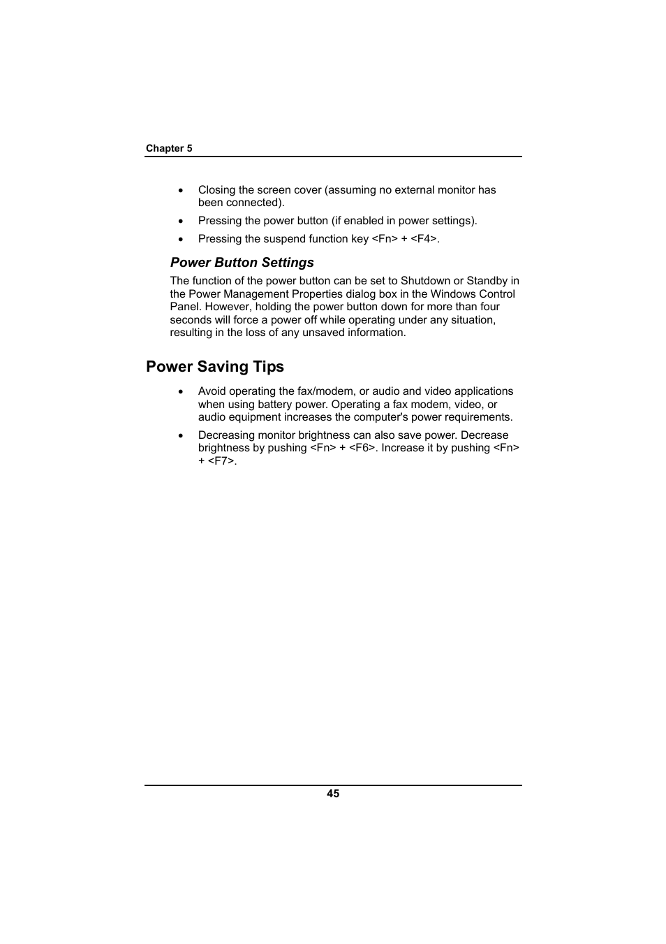 Power saving tips | Everex SA Series User Manual | Page 49 / 71