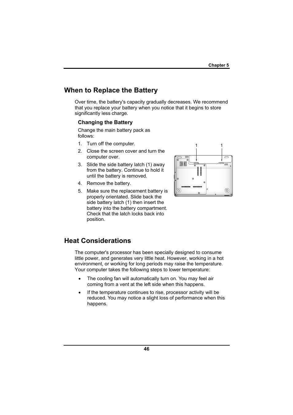 When to replace the battery, Heat considerations | Everex SA Series User Manual | Page 50 / 71