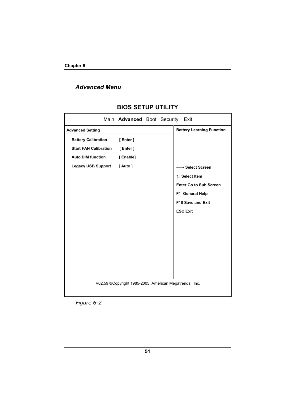 Advanced menu bios setup utility | Everex SA Series User Manual | Page 55 / 71