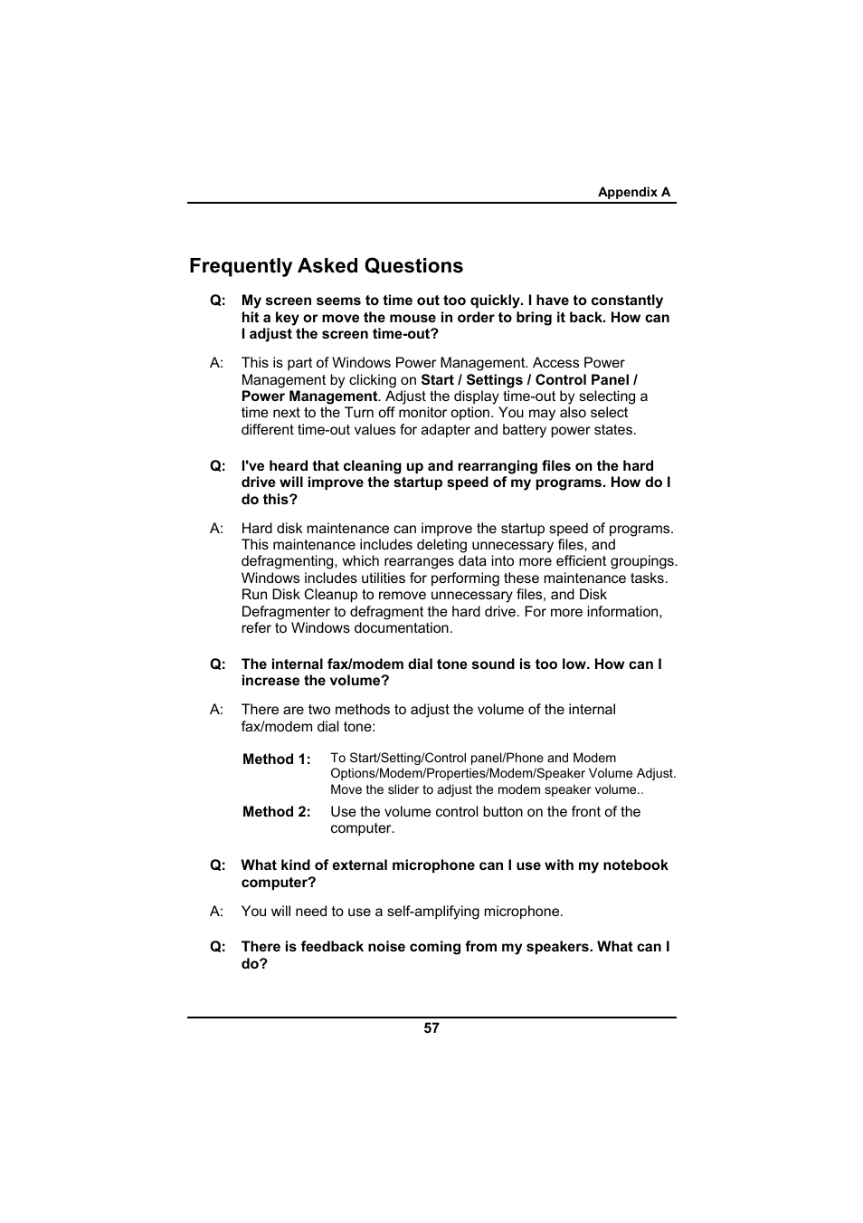 Frequently asked questions | Everex SA Series User Manual | Page 61 / 71