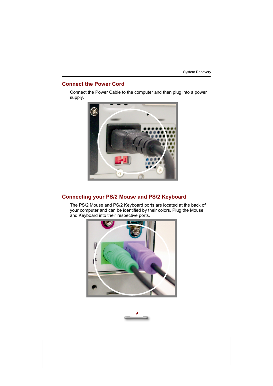 Connect the power cord, Connecting your ps/2 mouse and ps/2 keyboard | Everex eXplora User Manual | Page 15 / 29