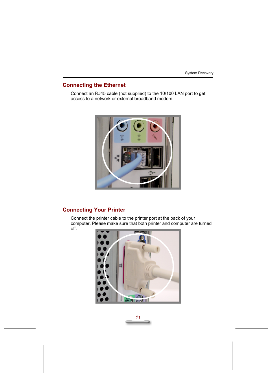 Connecting the ethernet, Connecting your printer | Everex eXplora User Manual | Page 17 / 29