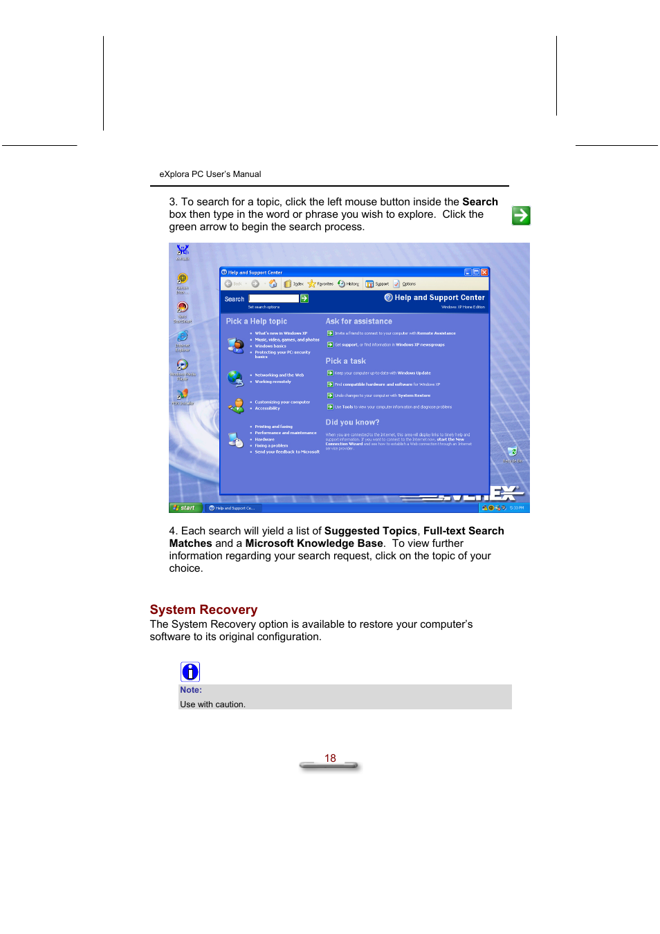 System recovery | Everex eXplora User Manual | Page 24 / 29