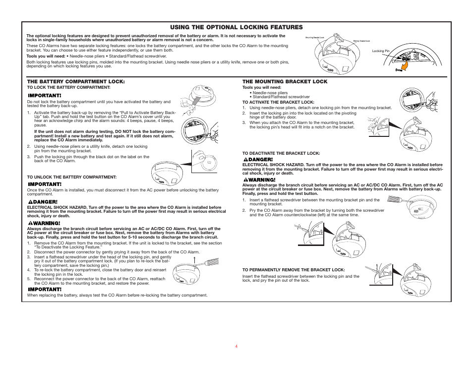 Using the optional locking features | Event electronic CO5120BN User Manual | Page 4 / 7