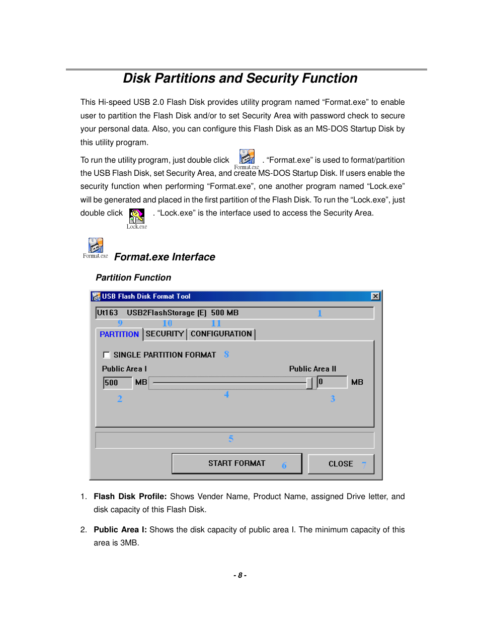Disk partitions and security function, Format.exe interface | Event electronic 2.0 User Manual | Page 8 / 15