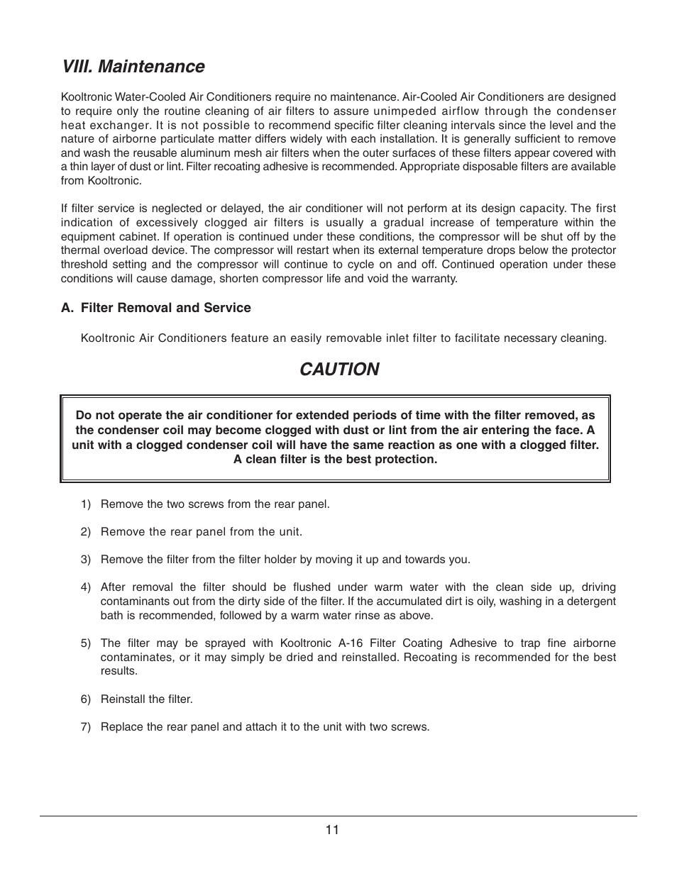 Viii. maintenance, Caution | Event electronic K_NA4C3P21R User Manual | Page 11 / 16