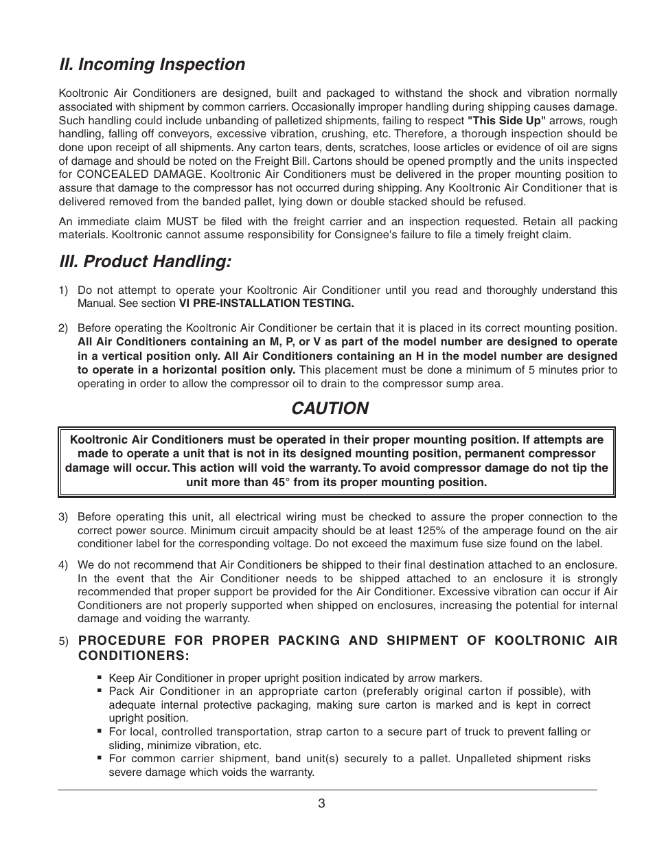 Ii. incoming inspection, Iii. product handling, Caution | Event electronic K_NA4C3P21R User Manual | Page 3 / 16