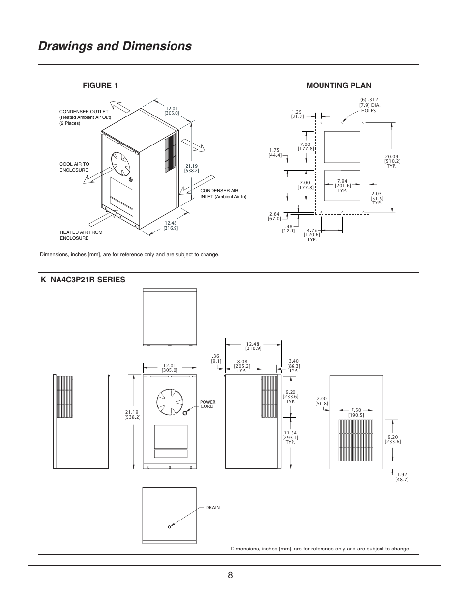 Drawings and dimensions, K_na4c3p21r series, Figure 1 mounting plan | Event electronic K_NA4C3P21R User Manual | Page 8 / 16