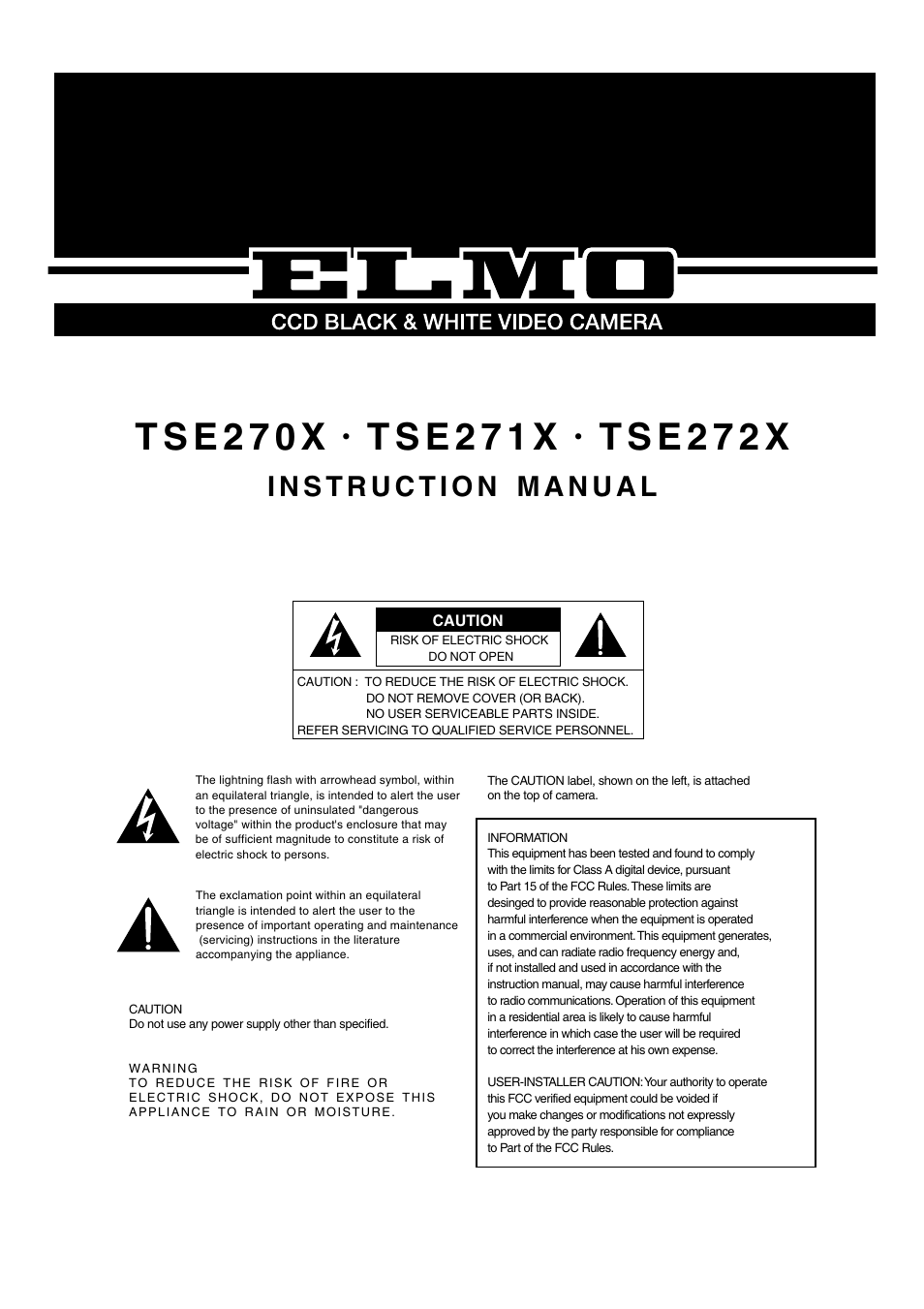 Elmo TSE270X User Manual | 8 pages