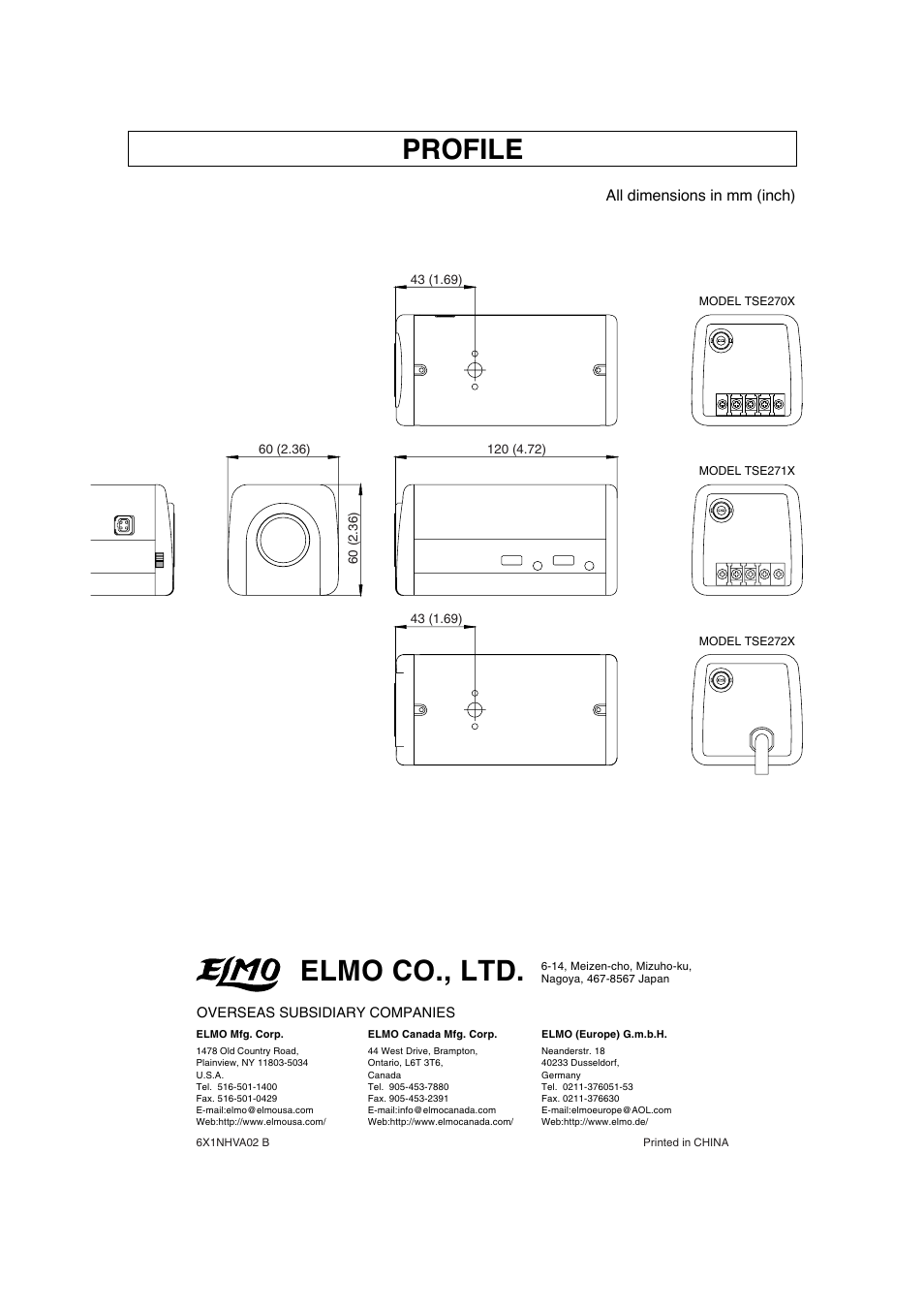 Elmo co., ltd, Profile | Elmo TSE270X User Manual | Page 8 / 8