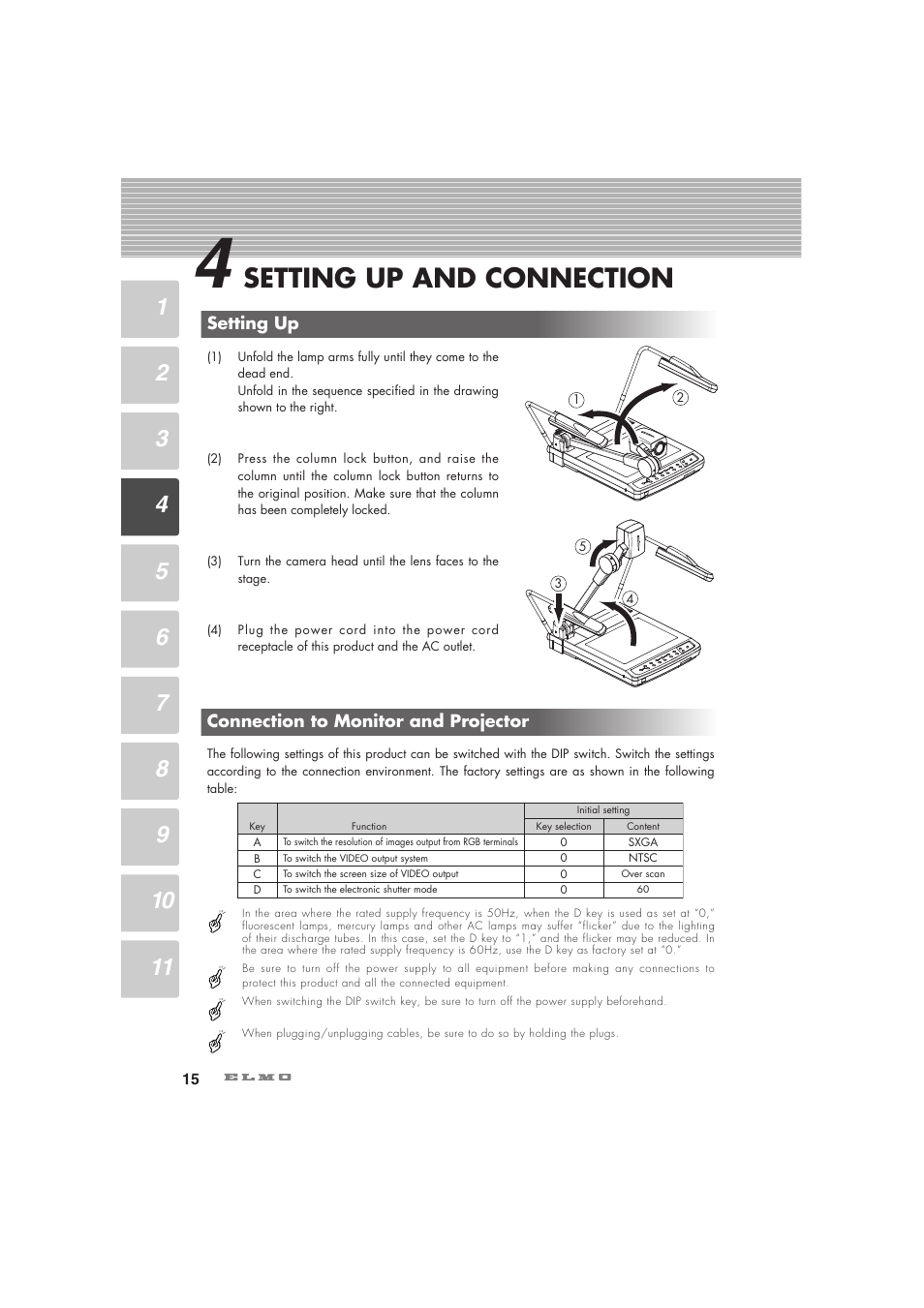 Setting up and connection | Elmo Visual Presenter HV-7100SX User Manual | Page 16 / 56