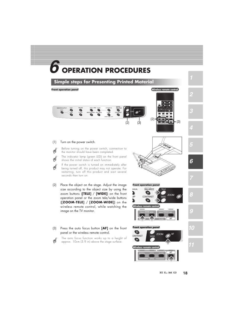 Operation procedures, Simple steps for presenting printed material | Elmo Visual Presenter HV-7100SX User Manual | Page 19 / 56