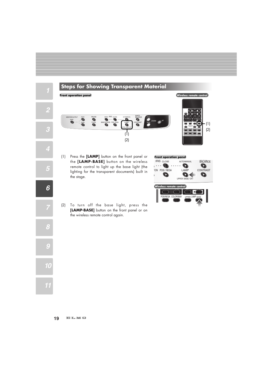 Steps for showing transparent material | Elmo Visual Presenter HV-7100SX User Manual | Page 20 / 56