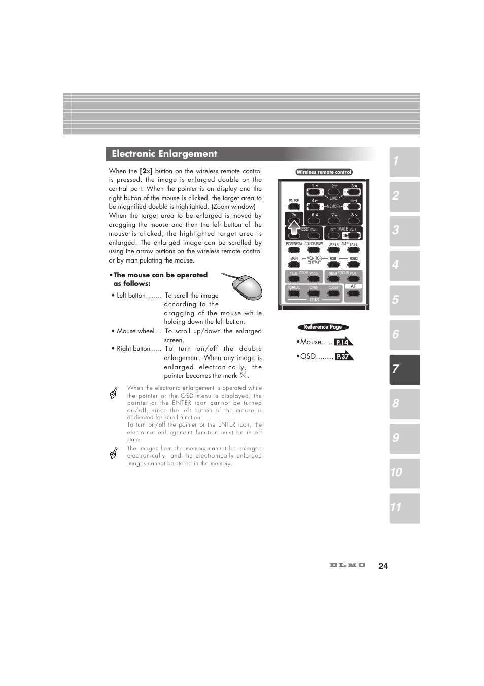 Electronic enlargement | Elmo Visual Presenter HV-7100SX User Manual | Page 25 / 56