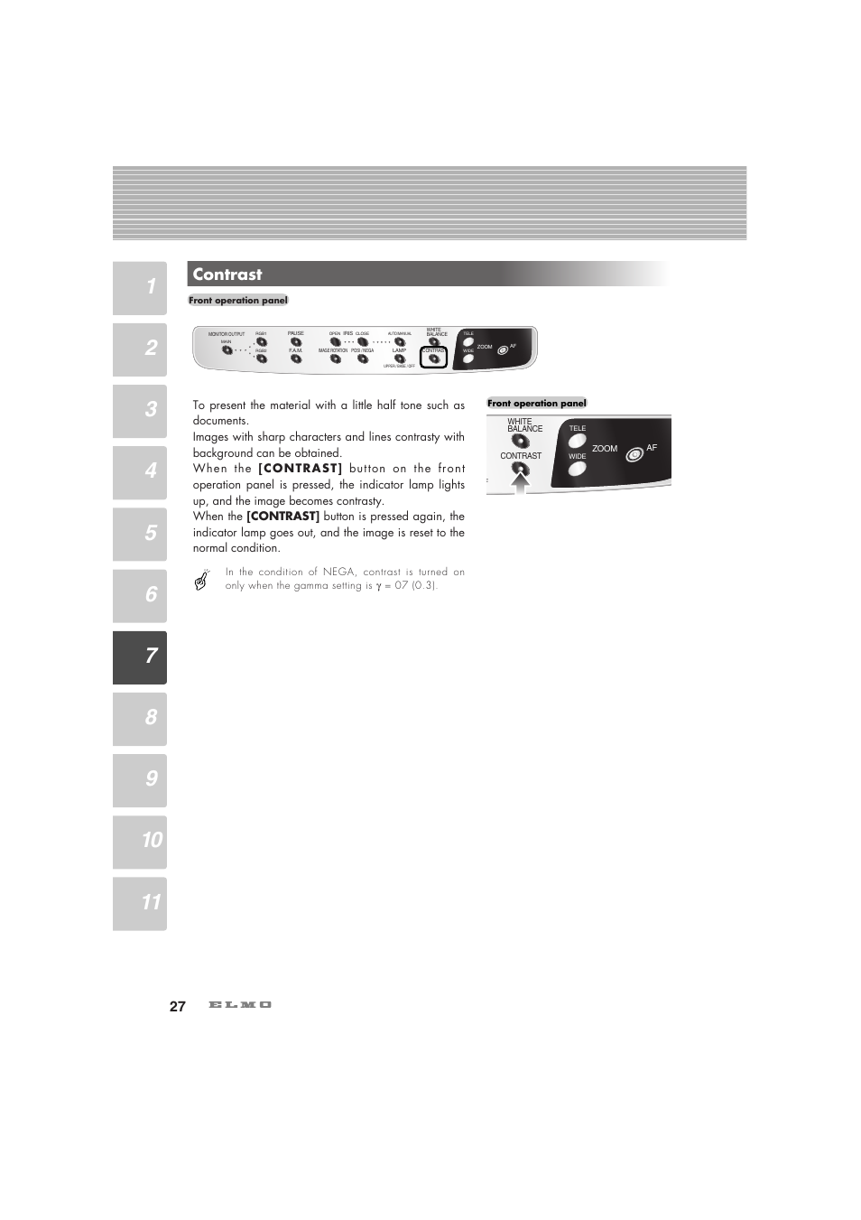 Contrast | Elmo Visual Presenter HV-7100SX User Manual | Page 28 / 56