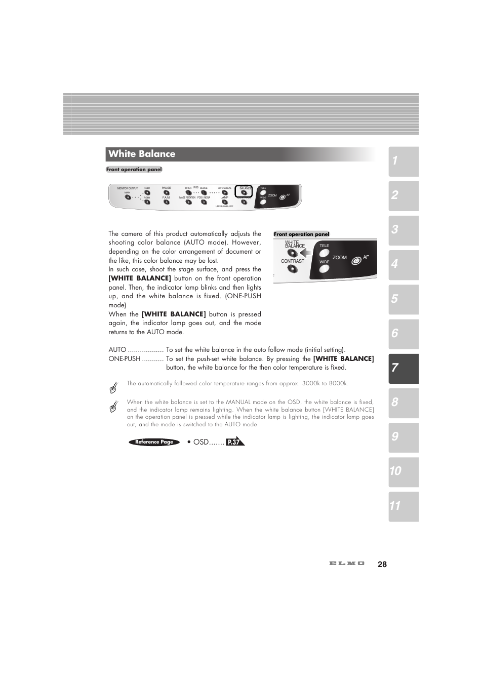 White balance | Elmo Visual Presenter HV-7100SX User Manual | Page 29 / 56