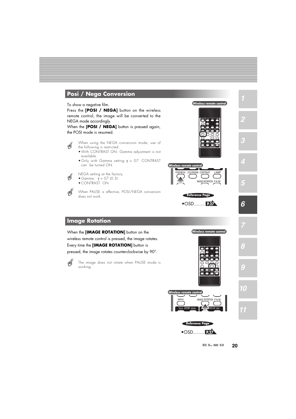 Posi / nega conversion, Image rotation, P.27 | Elmo Ceiling Presenter HV-C1000XG User Manual | Page 21 / 44