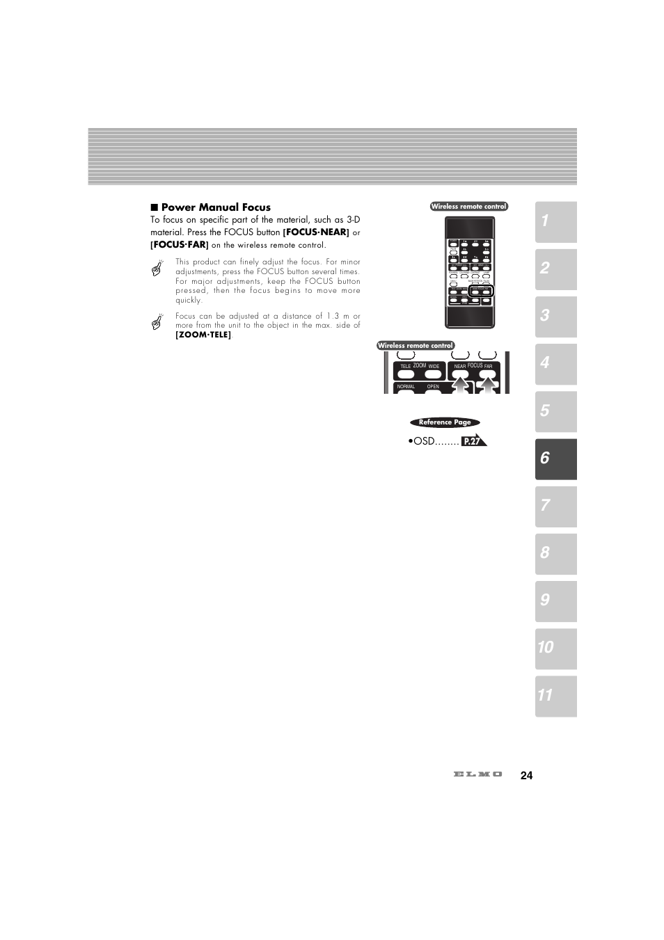 Power manual focus | Elmo Ceiling Presenter HV-C1000XG User Manual | Page 25 / 44