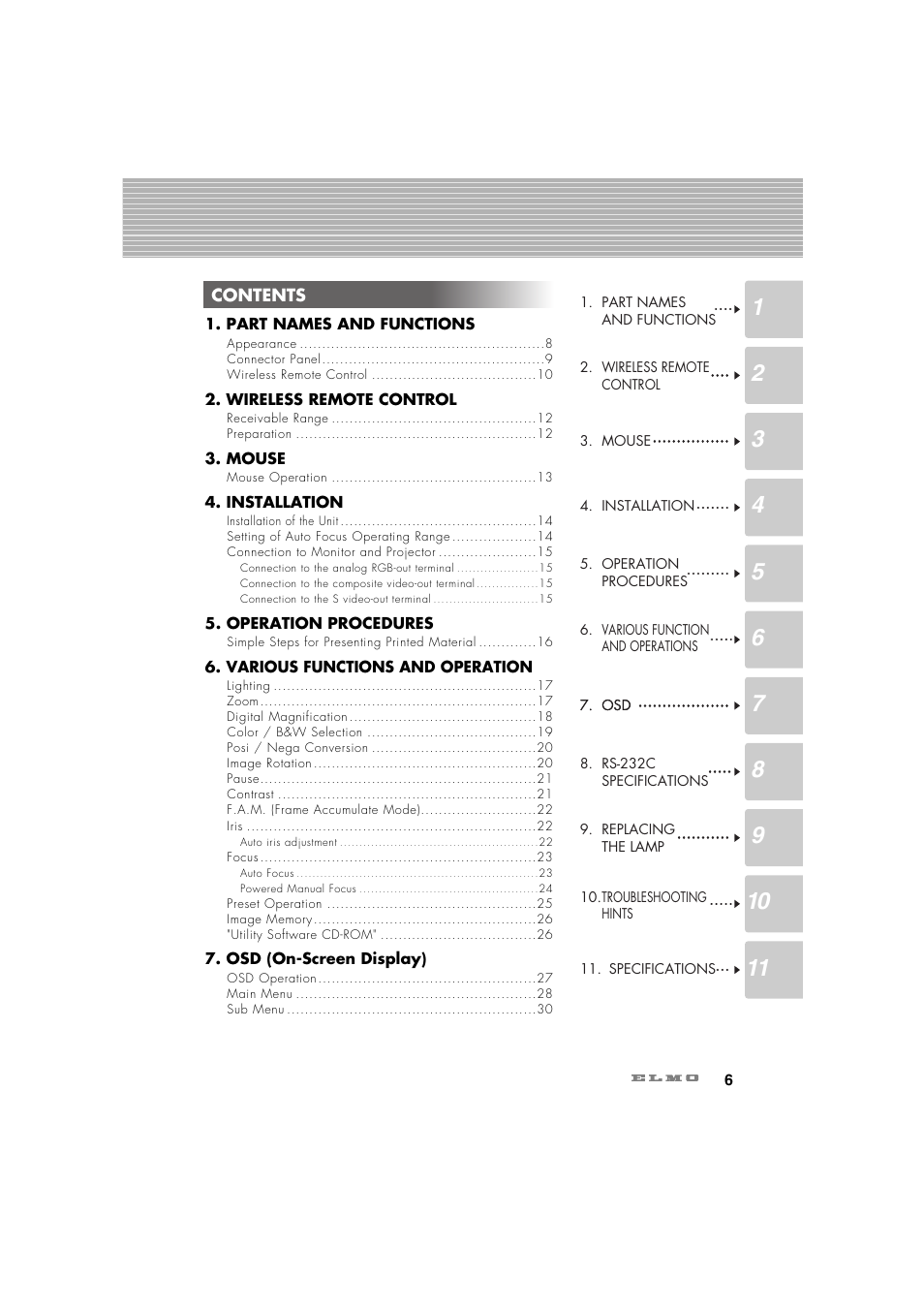 Elmo Ceiling Presenter HV-C1000XG User Manual | Page 7 / 44