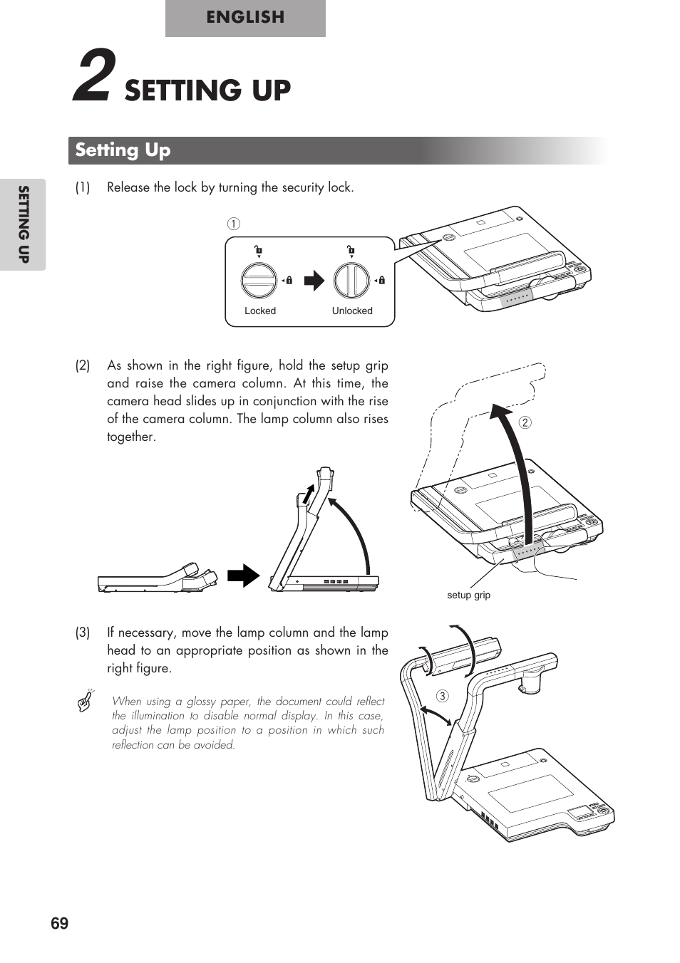 Setting up | Elmo P100 User Manual | Page 20 / 48