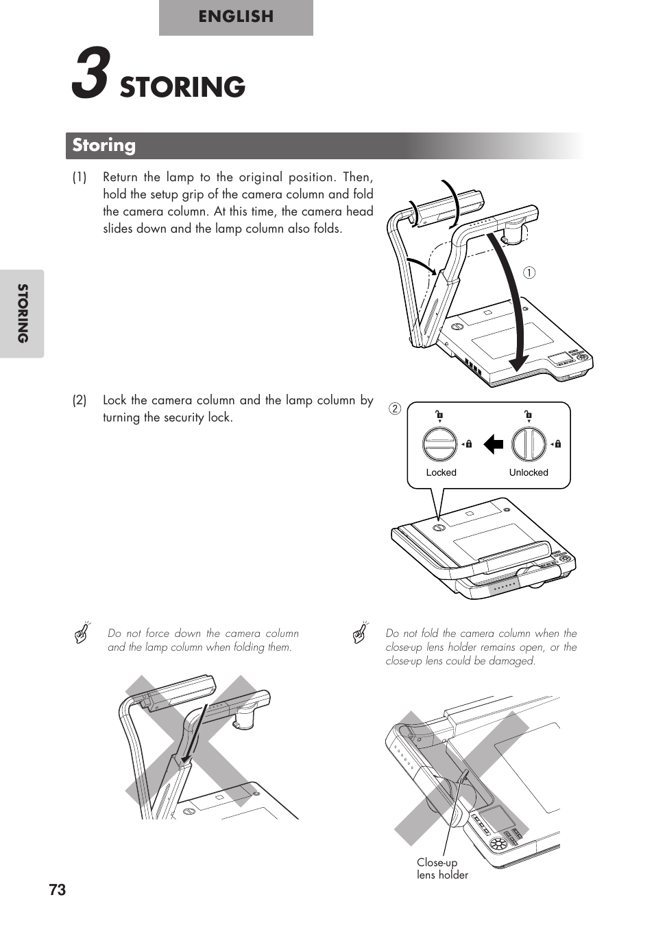 Storing | Elmo P100 User Manual | Page 24 / 48