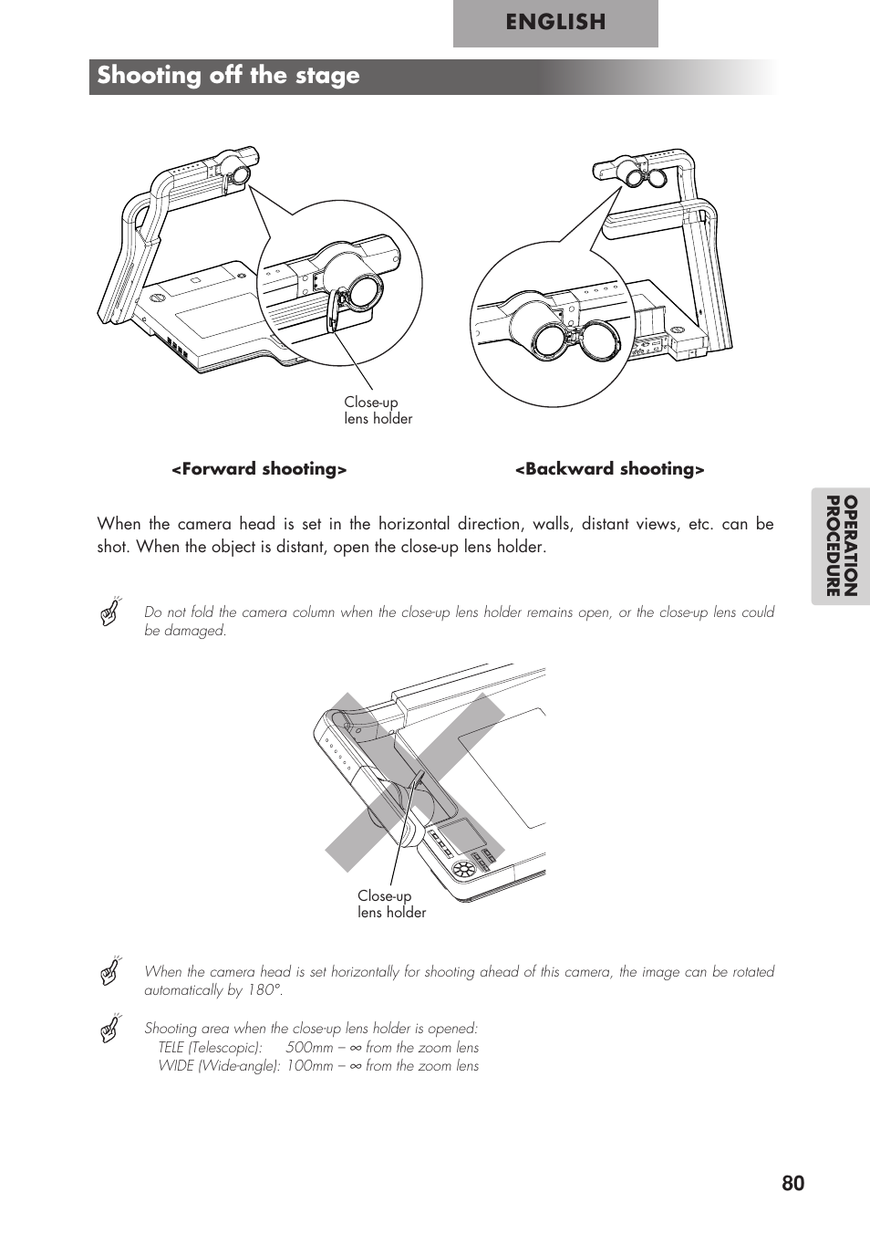 Shooting off the stage, English | Elmo P100 User Manual | Page 31 / 48